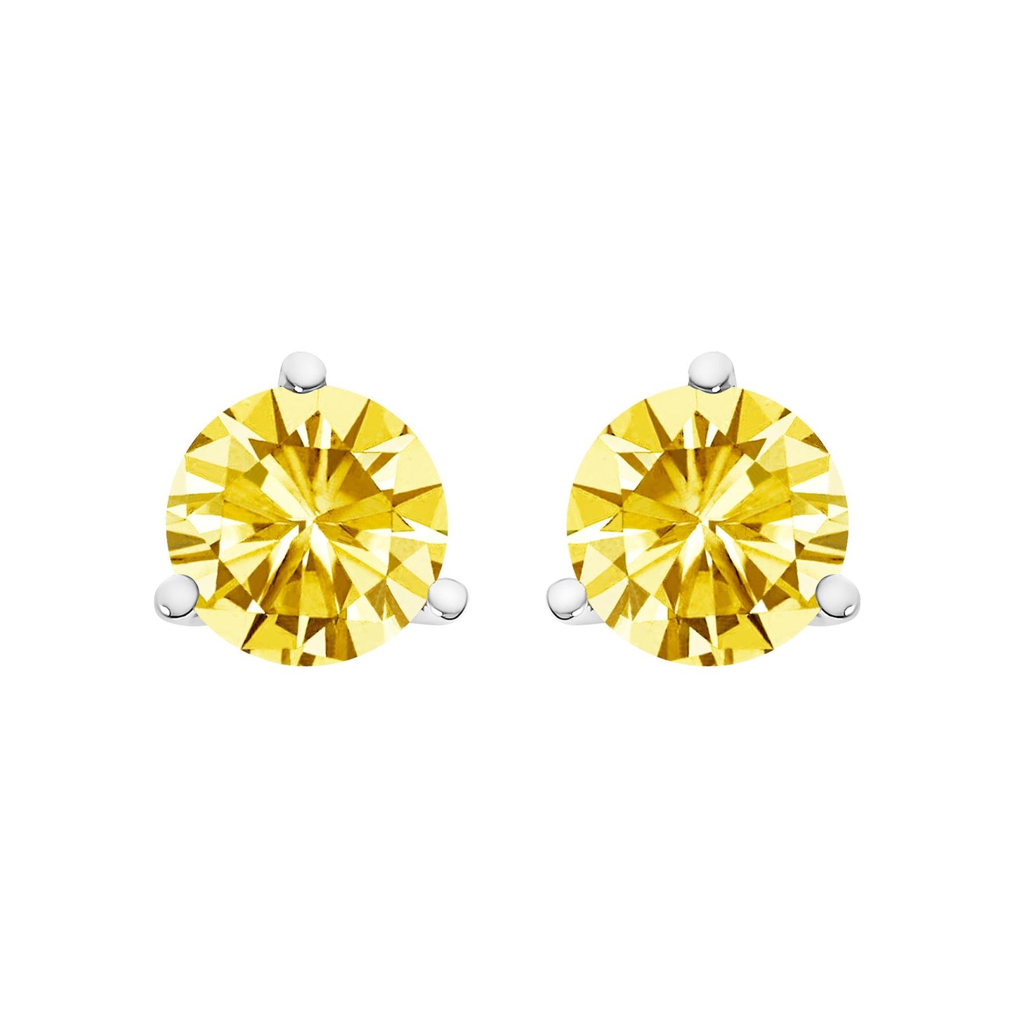 The Solis: 14K Gold 3-Prong Martini Yellow Lab Diamond Studs