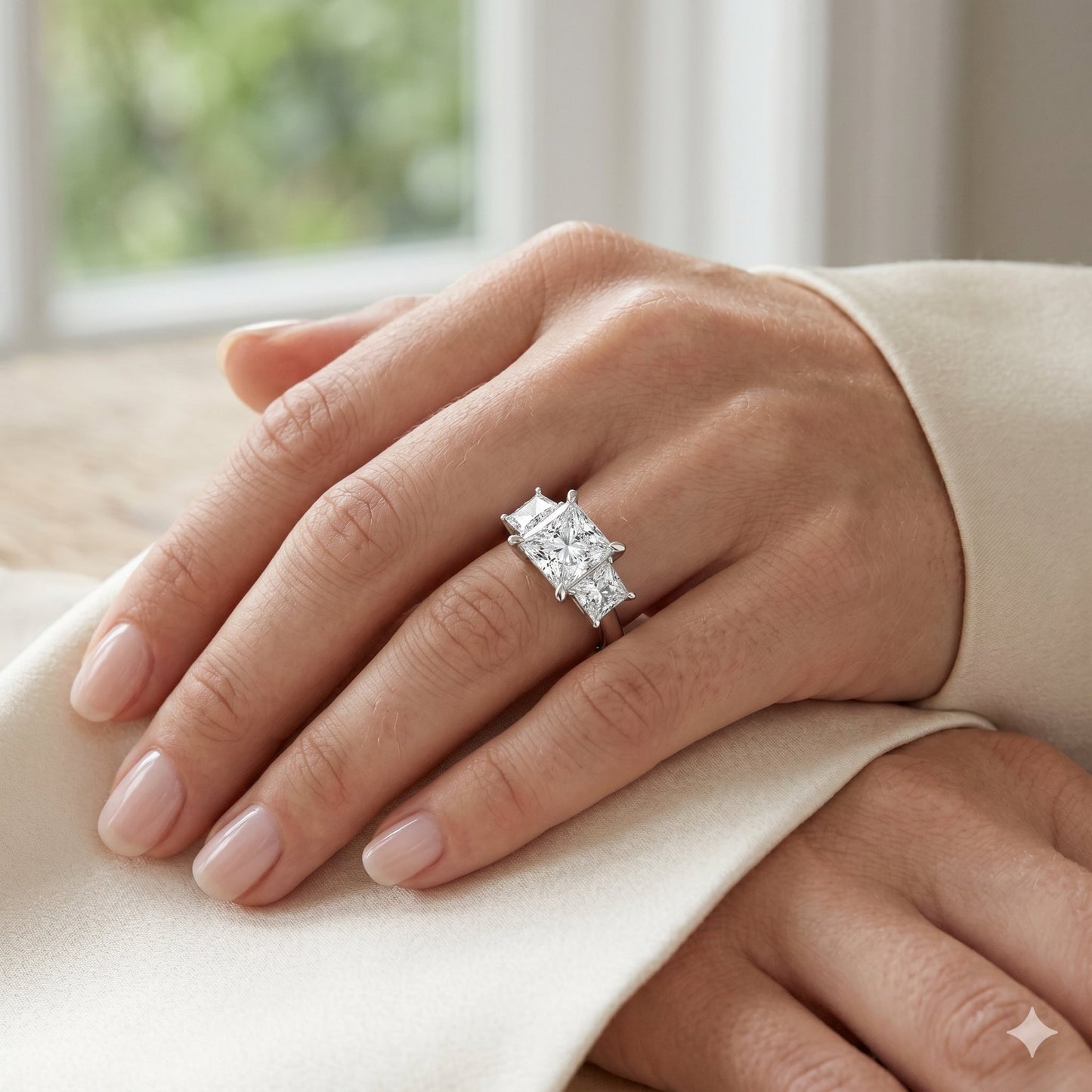 Empress Trio: 4 Carat Total Weight Princess-Cut Lab Grown Diamond Ring