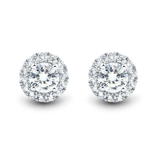 Divine Radiance: 1 CTW Certified F-G/VS Lab Diamond Halo Earrings