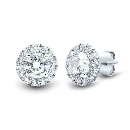 The Empress: 10K White Gold Brilliant Celestial Halo Stud Earrings