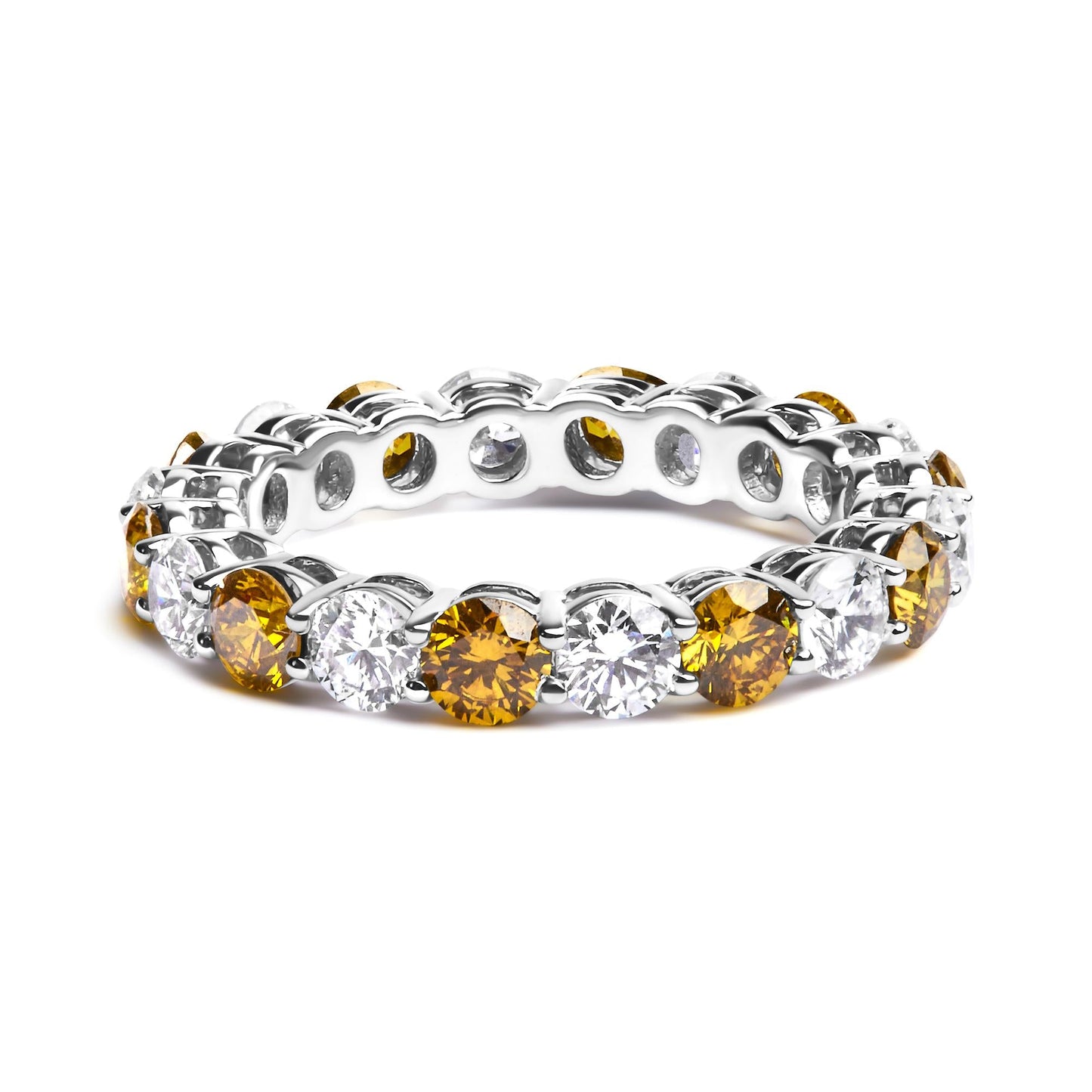 The Canary Eclipse: 14K White Gold 3.00 CTW Alternating Yellow & White Lab Diamond Band
