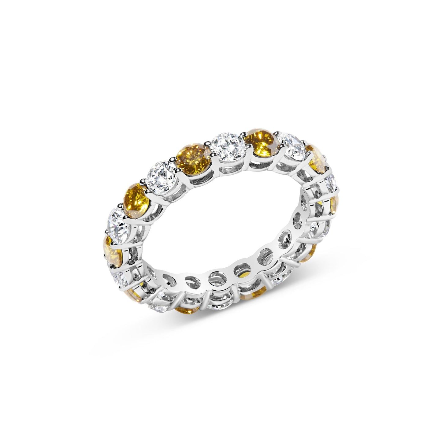 The Canary Eclipse: 14K White Gold 3.00 CTW Alternating Yellow & White Lab Diamond Band