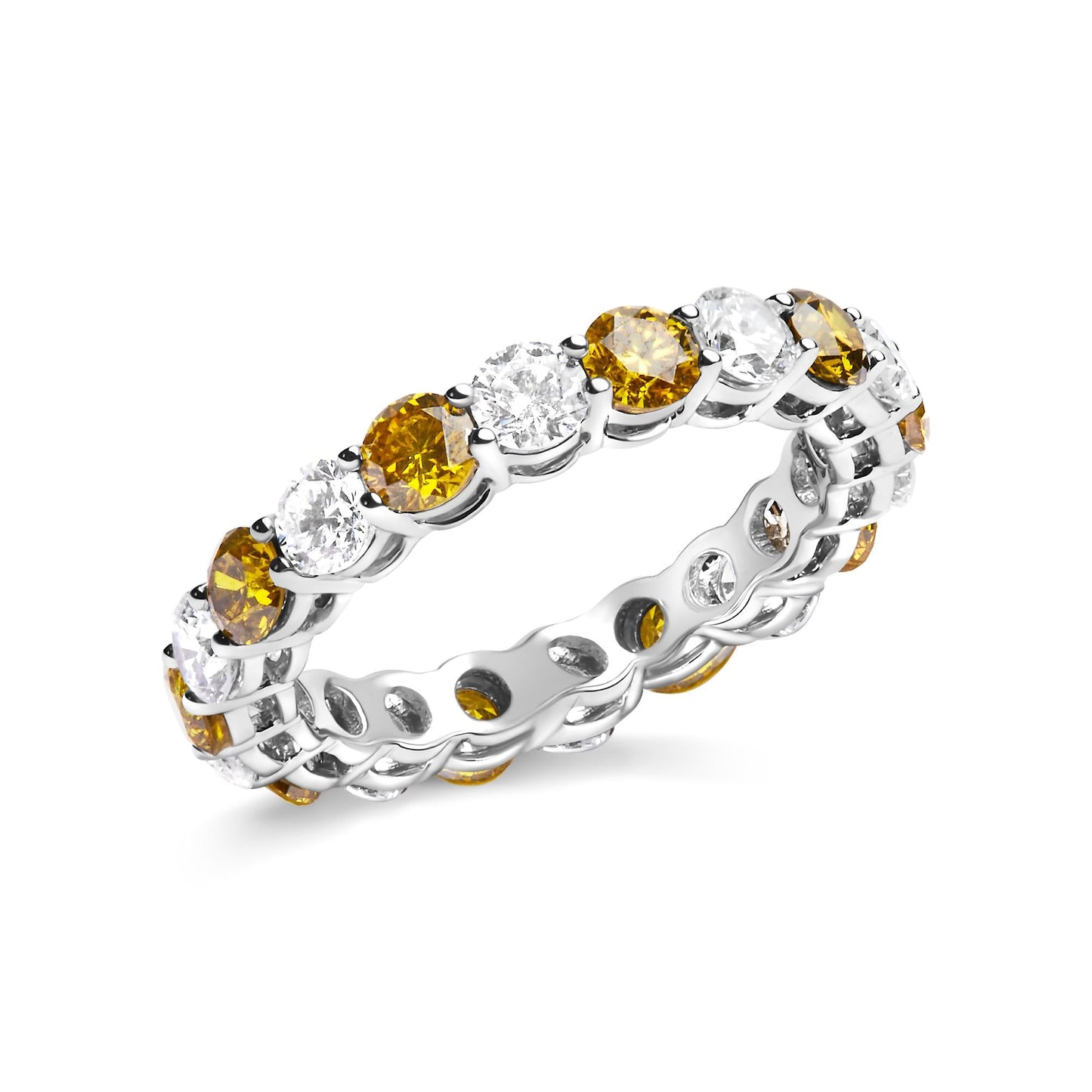 The Canary Eclipse: 14K White Gold 3.00 CTW Alternating Yellow & White Lab Diamond Band