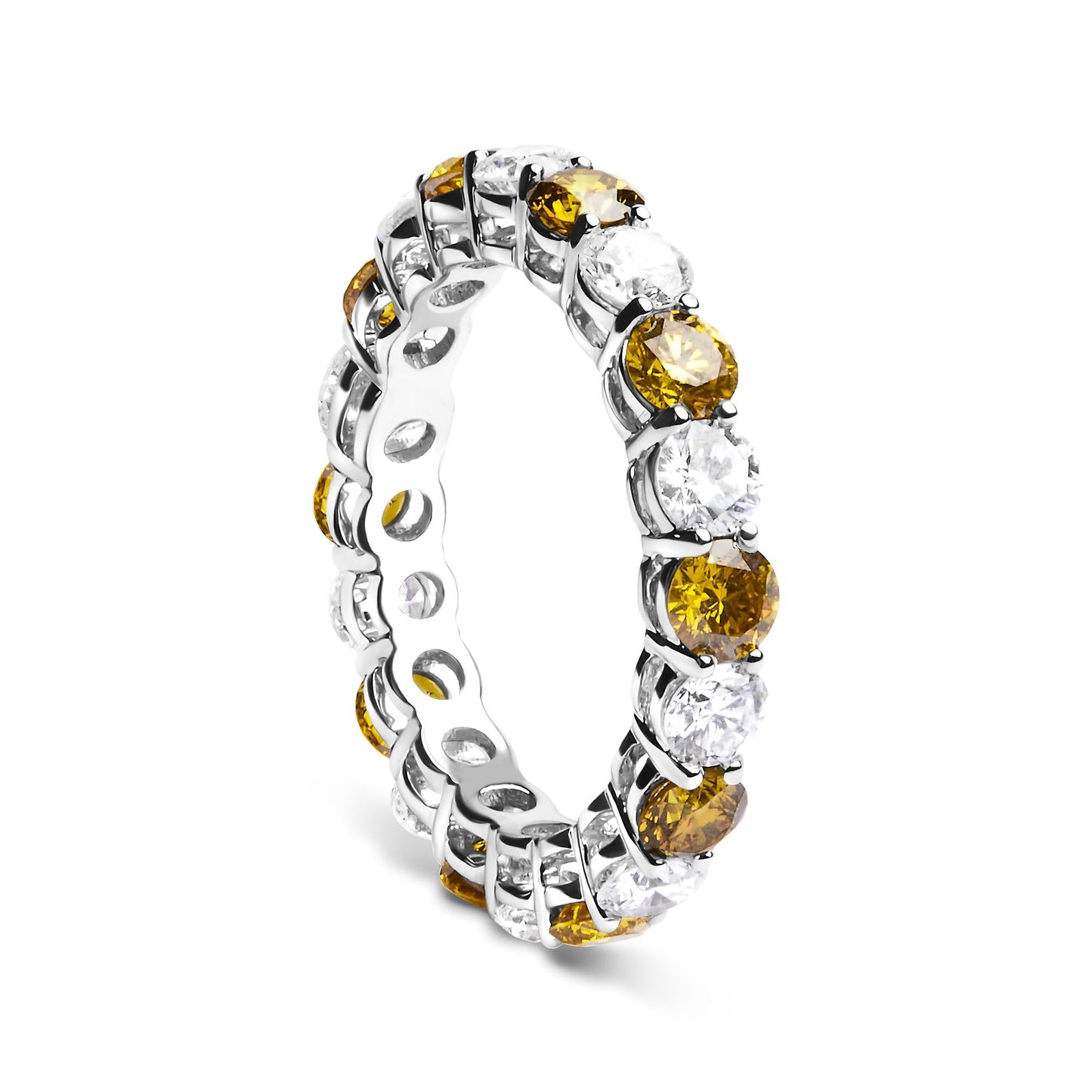The Canary Eclipse: 14K White Gold 3.00 CTW Alternating Yellow & White Lab Diamond Band