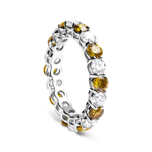 The Canary Eclipse: 14K White Gold 3.00 CTW Alternating Yellow & White Lab Diamond Band