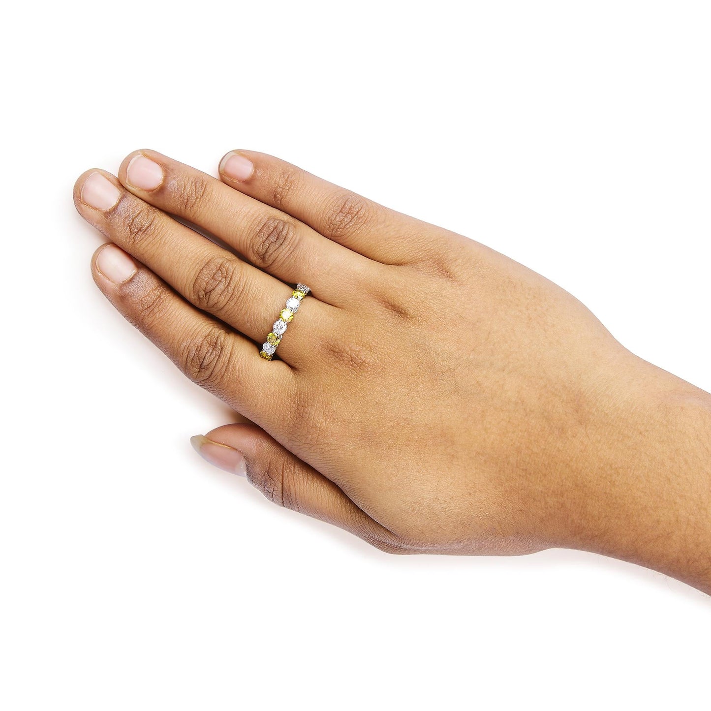 The Canary Eclipse: 14K White Gold 3.00 CTW Alternating Yellow & White Lab Diamond Band