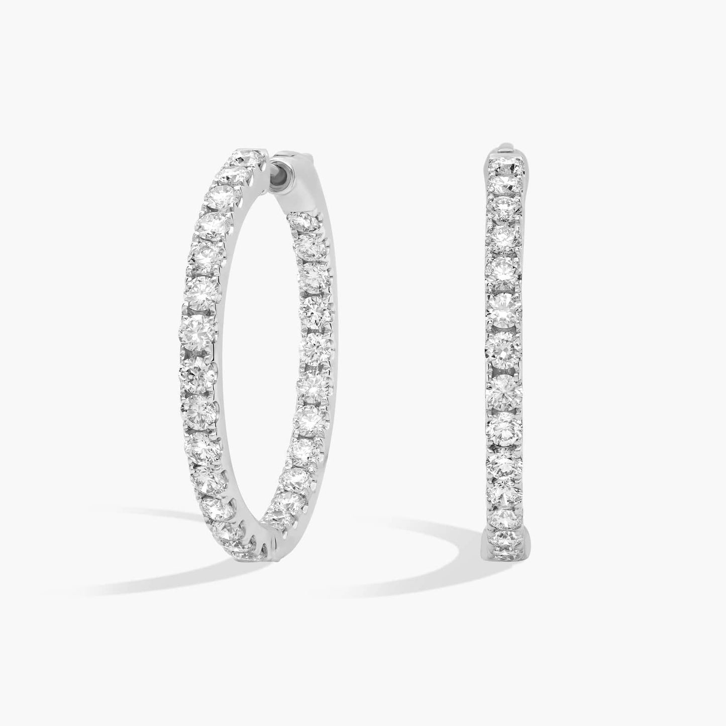 Continuous Radiance: 3 Carat Total Weight French Pavé Inside-Out Hoop Earrings