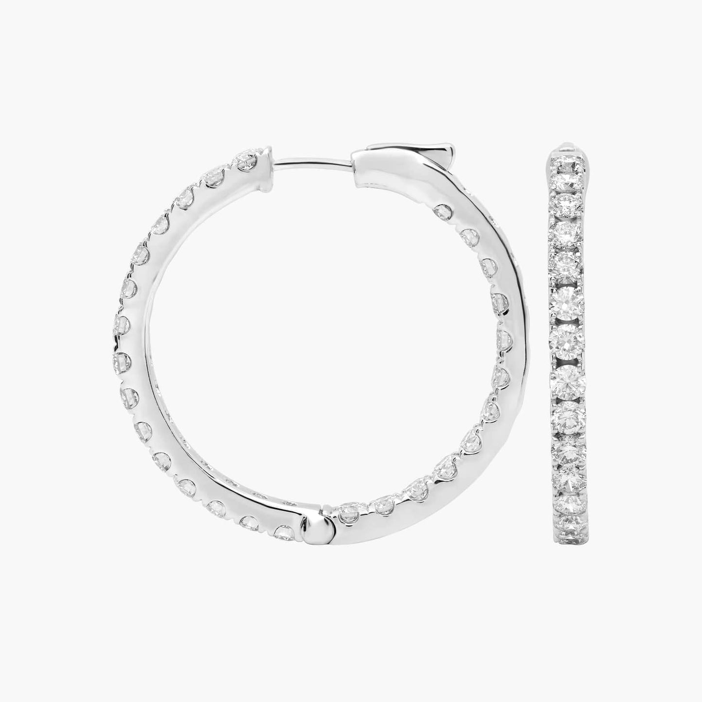 Continuous Radiance: 3 Carat Total Weight French Pavé Inside-Out Hoop Earrings