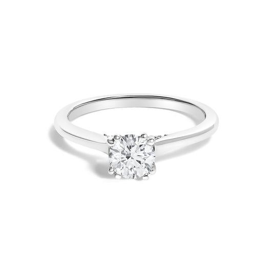 Whispering Arch: 3/4 Carat Round Lab Diamond Cathedral Ring with Pavé Gallery