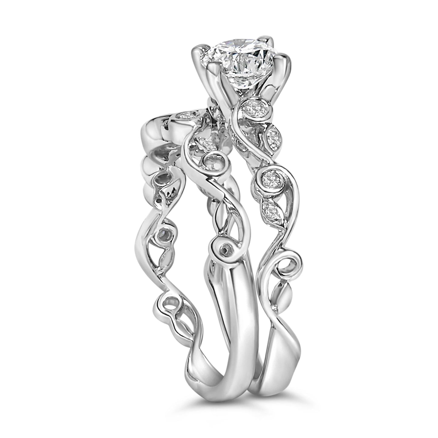 Eden’s Embrace: 1 Carat Total Weight Lab-Grown Diamond Interlocking Wedding Set