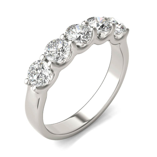 The Quintessence: 1 1/4 CTW AGI Certified Lab Grown Diamond Five-Stone Band Engagement Ring