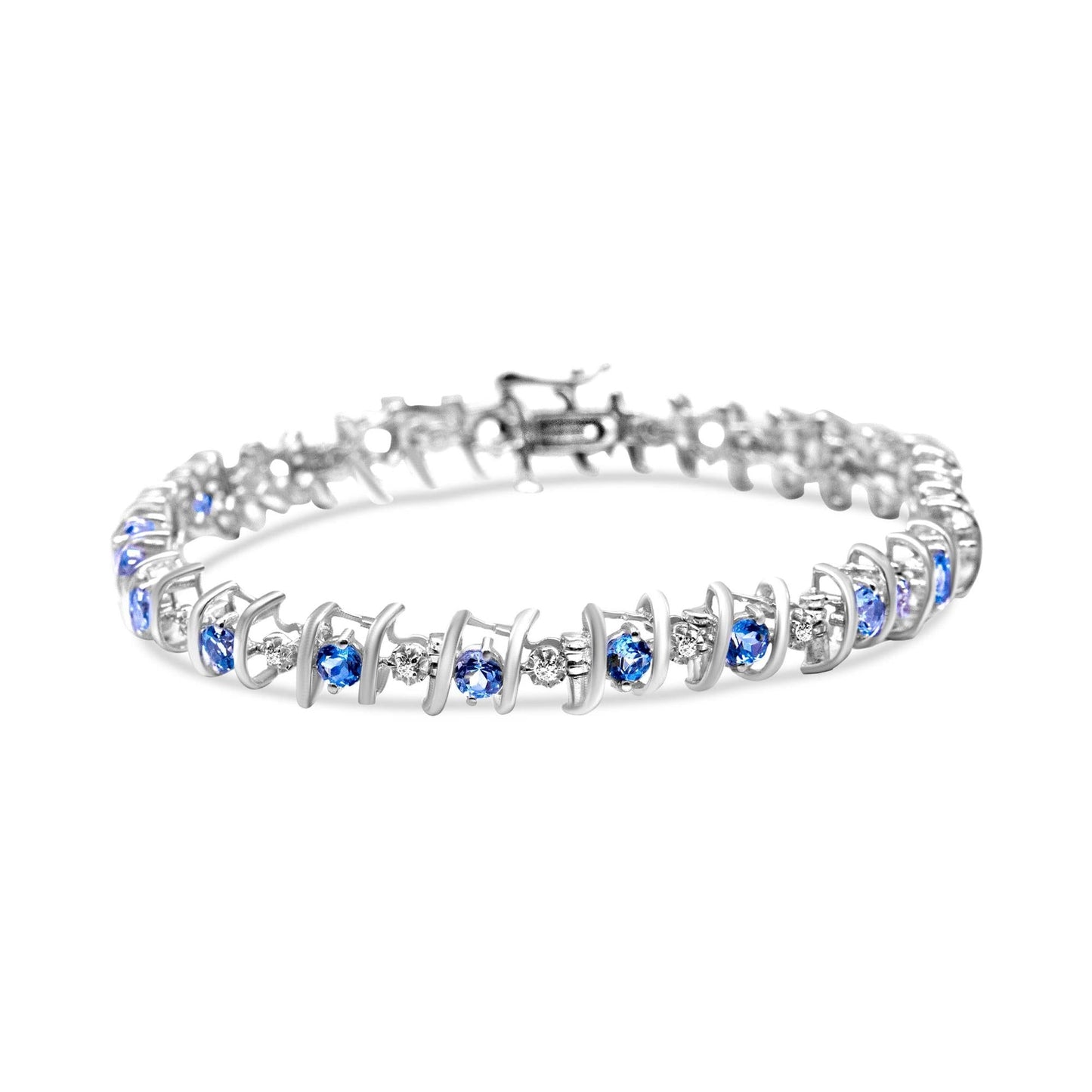 Shimmering Tides: Eco-Conscious Lab Birthstone & Diamond Tennis Bracelet