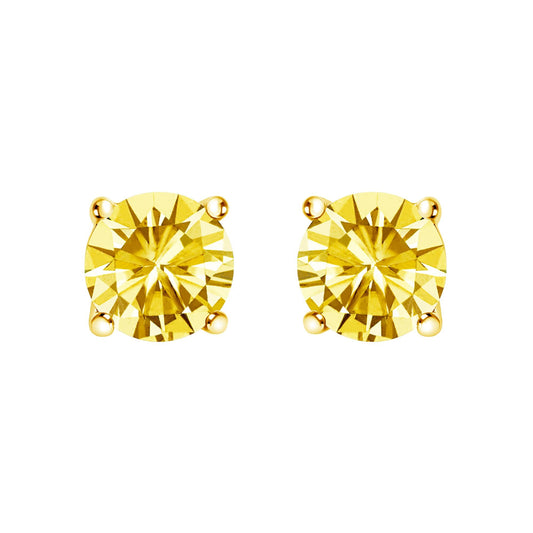 The Canary: 14K Gold Fancy Yellow Lab Diamond Studs
