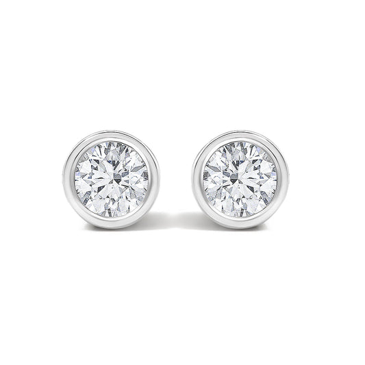 The Aura: 14K White Gold Bezel-Set Lab Diamond Stud Earrings