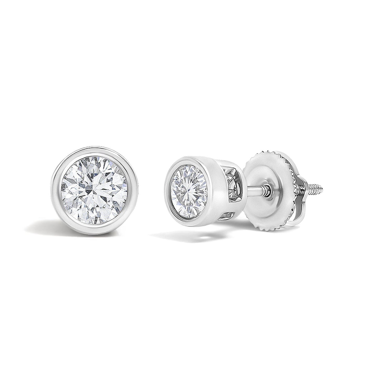 The Aura: 14K White Gold Bezel-Set Lab Diamond Stud Earrings