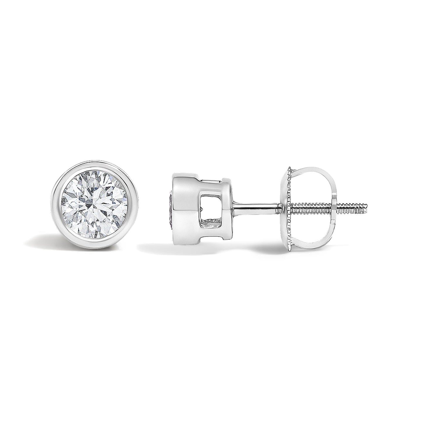 The Aura: 14K White Gold Bezel-Set Lab Diamond Stud Earrings