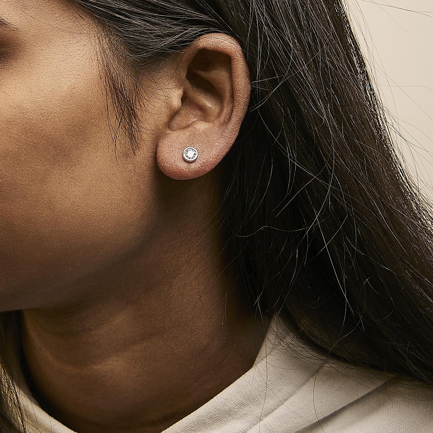 The Aura: 14K White Gold Bezel-Set Lab Diamond Stud Earrings