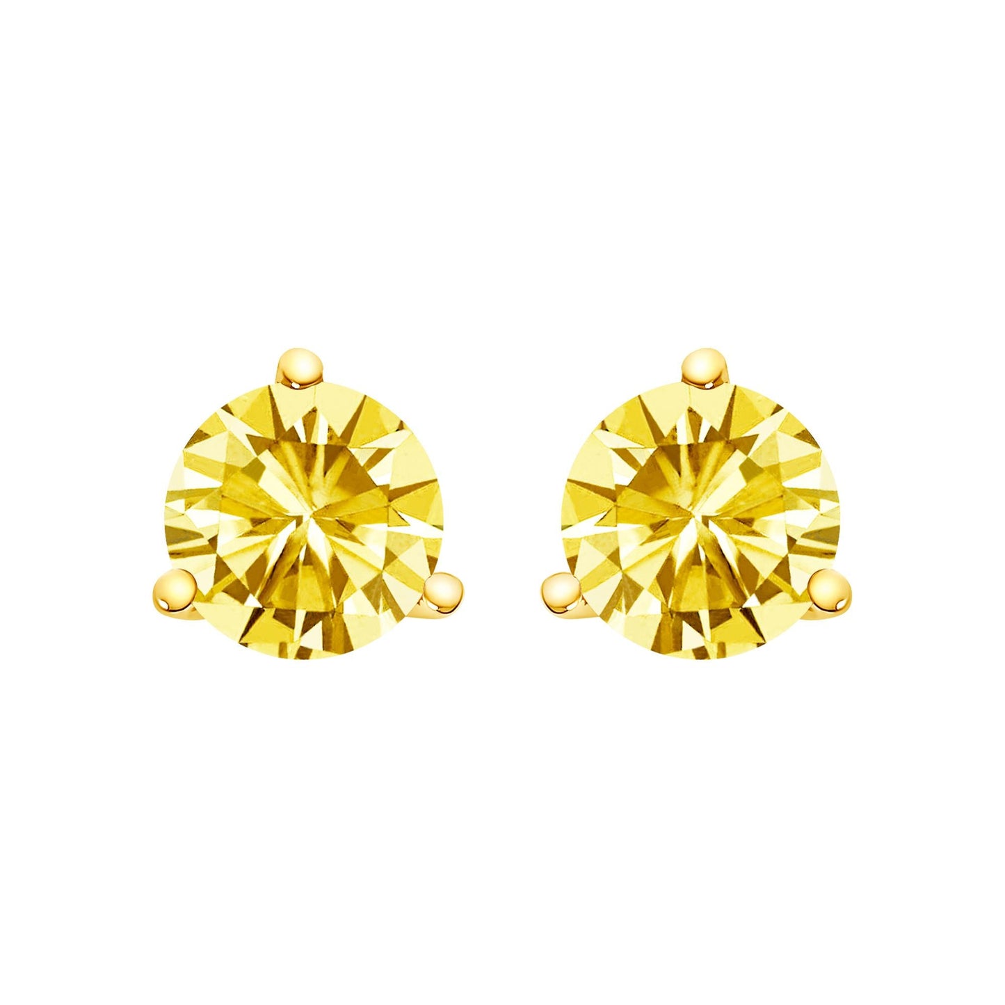 The Solis: 14K Gold 3-Prong Martini Yellow Lab Diamond Studs