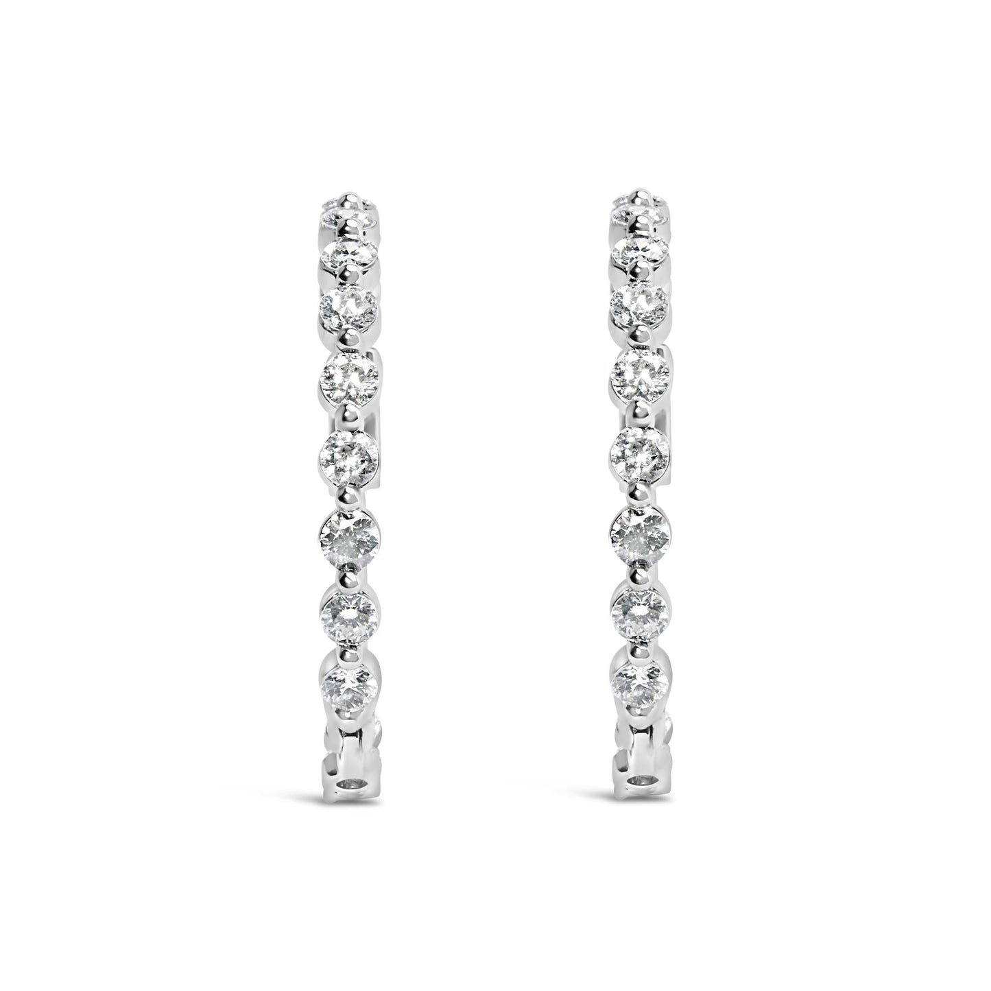Blinding Brilliance: 14K White Gold 5 CTW Inside-Out Line Hoops