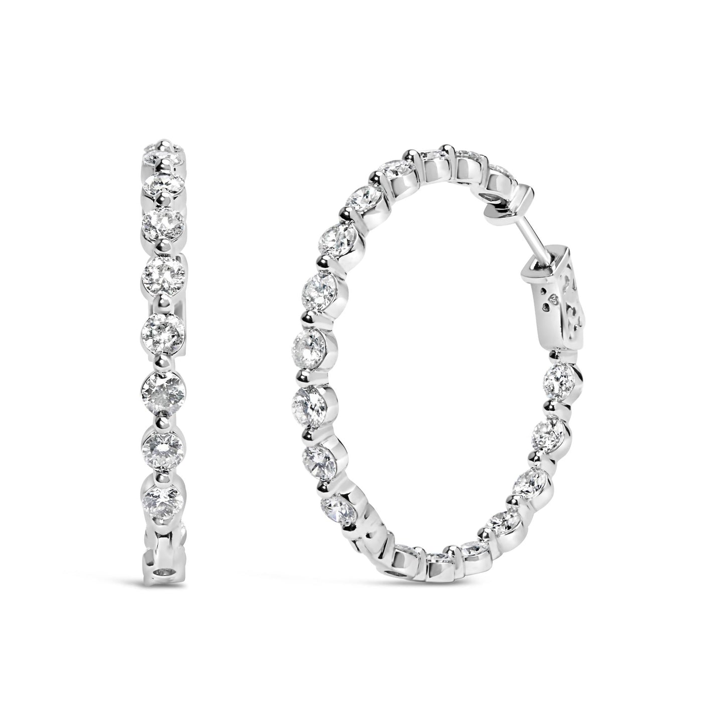 Blinding Brilliance: 14K White Gold 5 CTW Inside-Out Line Hoops