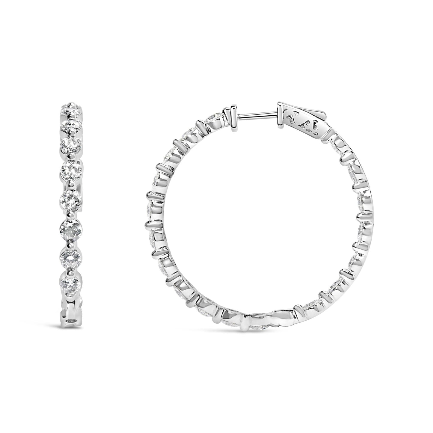 Blinding Brilliance: 14K White Gold 5 CTW Inside-Out Line Hoops