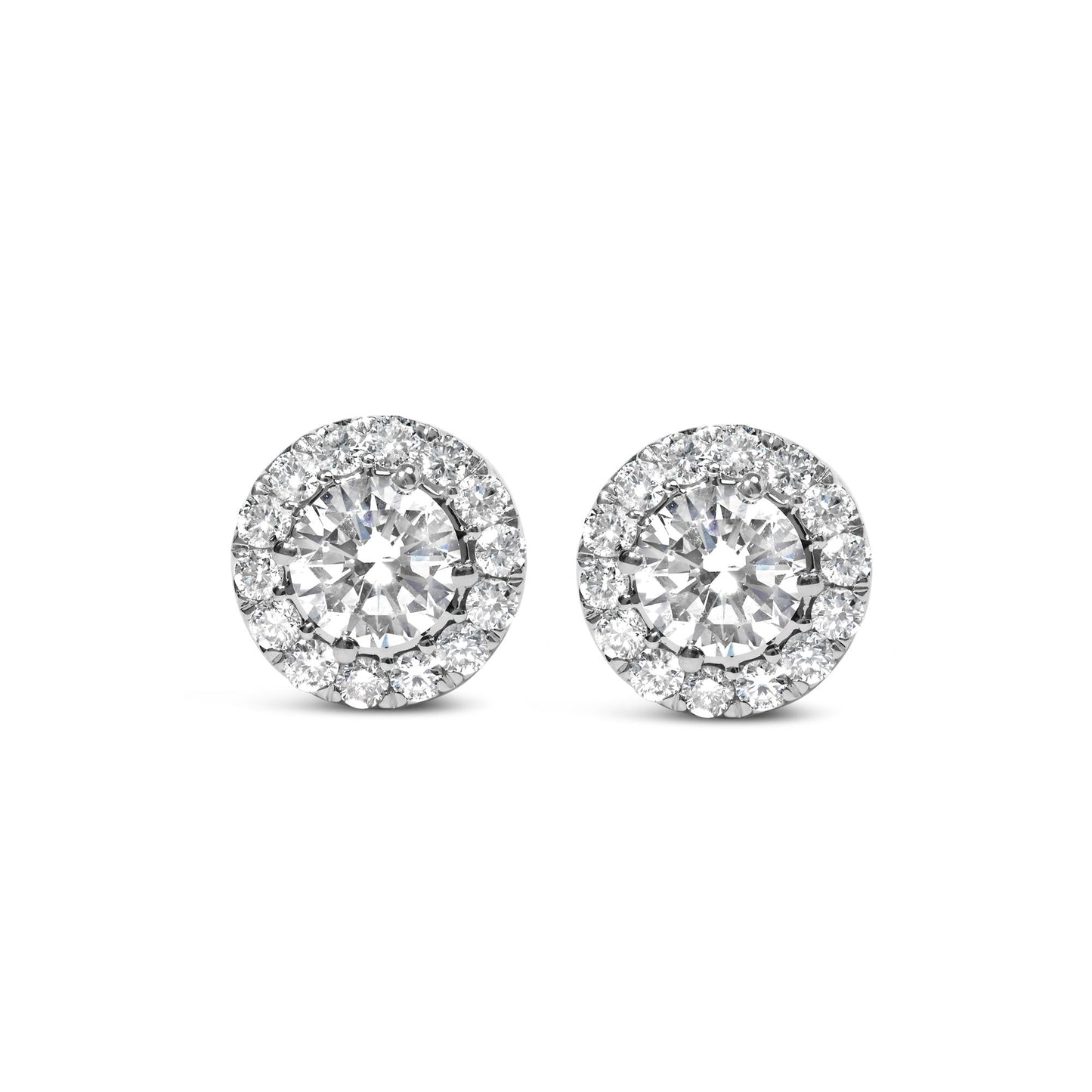 Whisper Radiance: 3.00 Carat Solitaire Studs with Hidden Diamond Collars