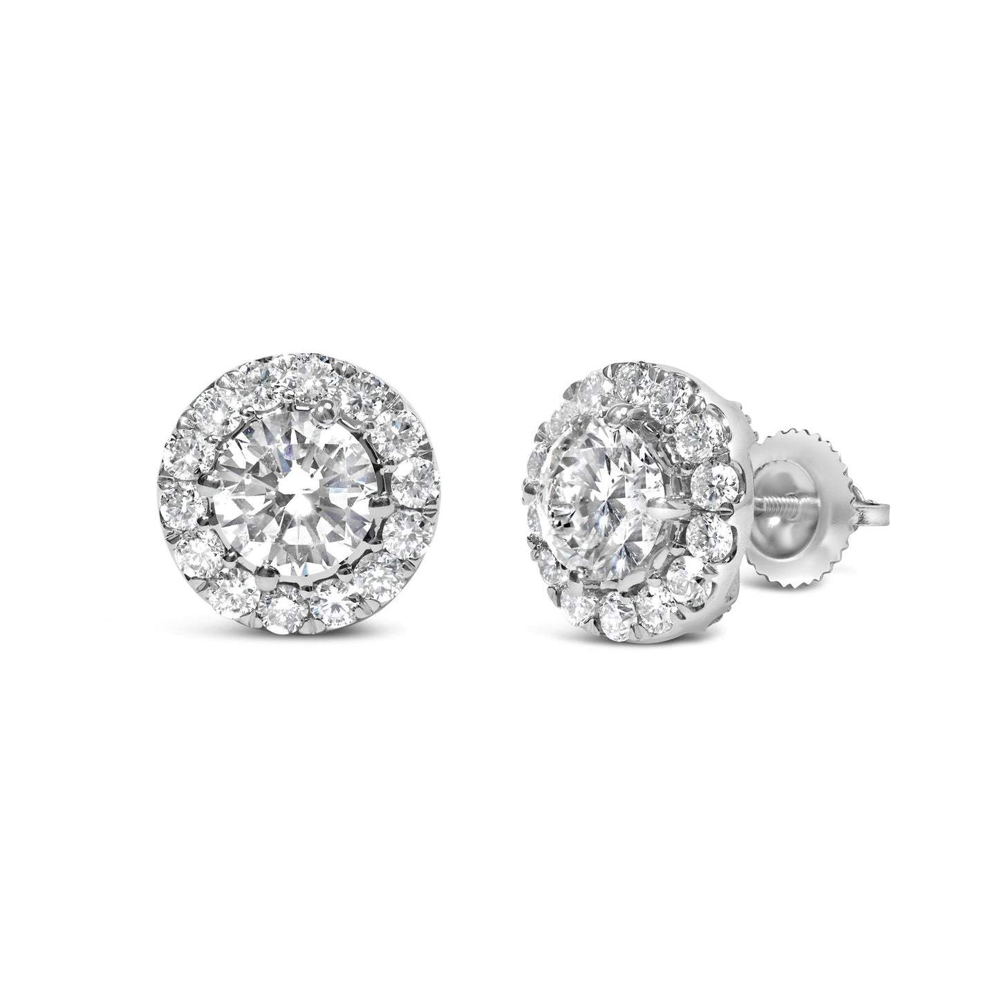 Whisper Radiance: 3.00 Carat Solitaire Studs with Hidden Diamond Collars