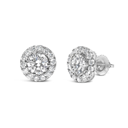 Whisper Radiance: 3.00 Carat Solitaire Studs with Hidden Diamond Collars