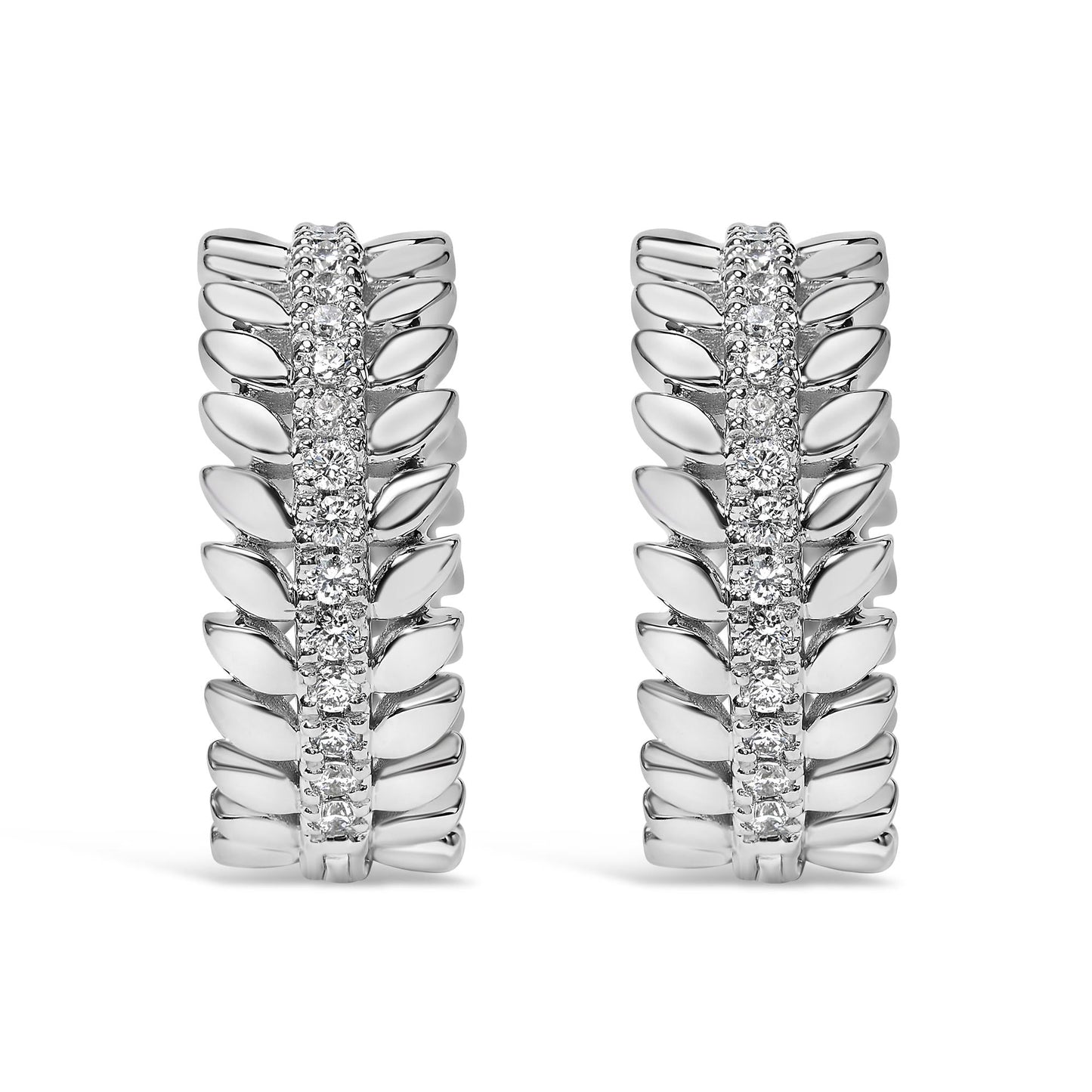 The Daphne Wreath: 14K White Gold Botanical Diamond Hoops