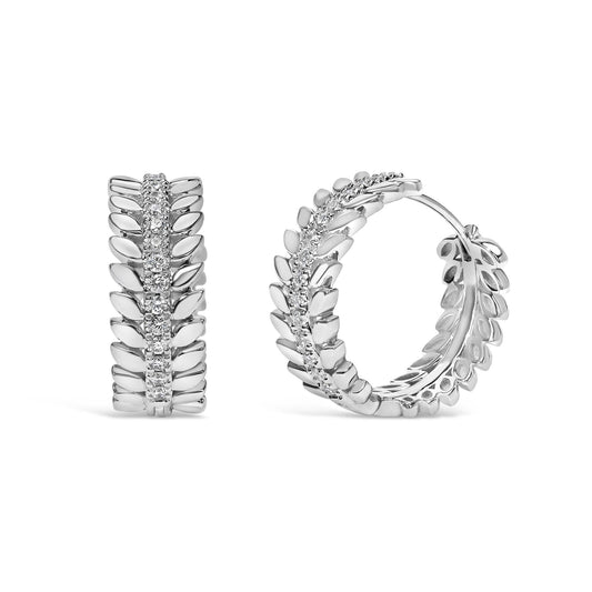 The Daphne Wreath: 14K White Gold Botanical Diamond Hoops
