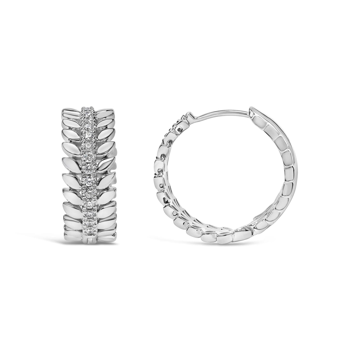The Daphne Wreath: 14K White Gold Botanical Diamond Hoops