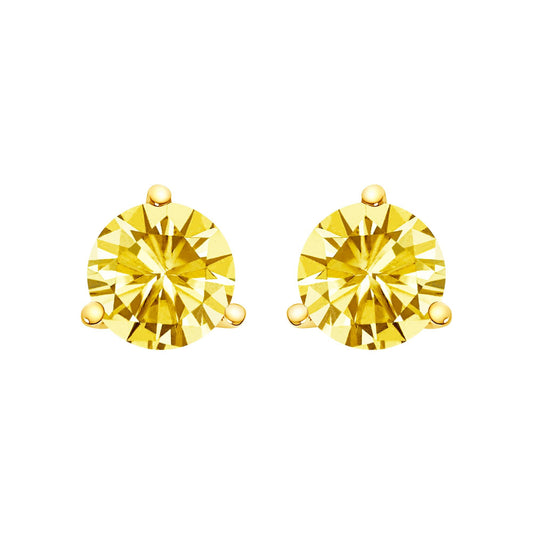The Solis: 14K Gold 3-Prong Martini Yellow Lab Diamond Studs