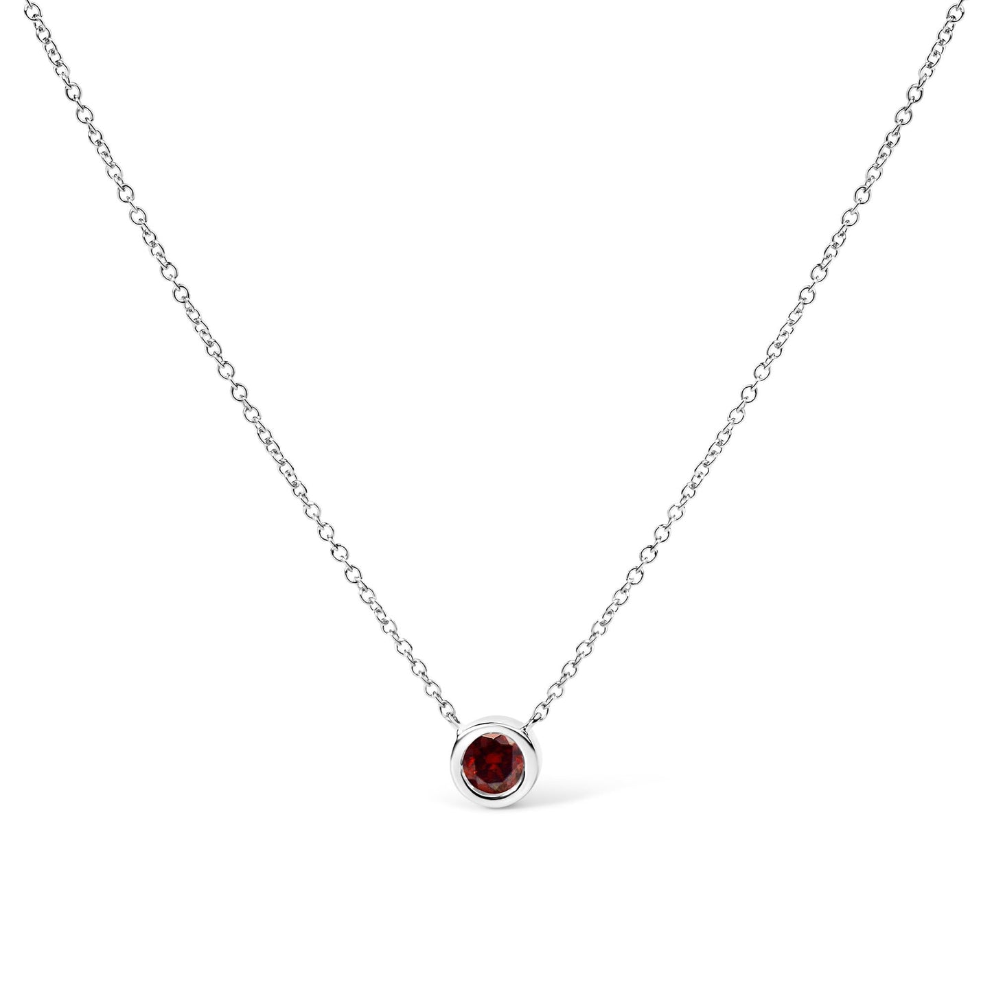 The Crimson Ember: 14K White Gold 0.50 CTW Red Lab Diamond Bezel Necklace