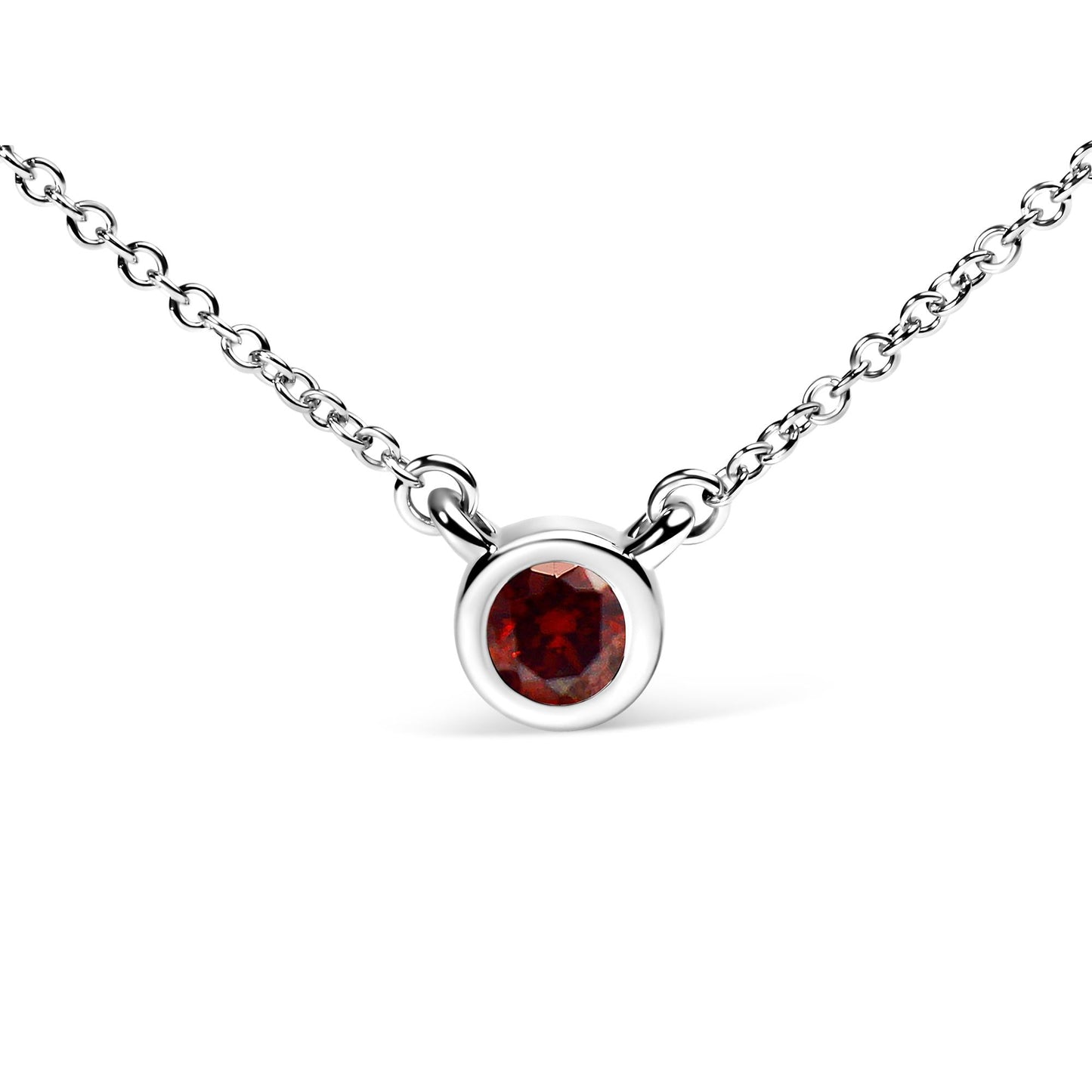 The Crimson Ember: 14K White Gold 0.50 CTW Red Lab Diamond Bezel Necklace