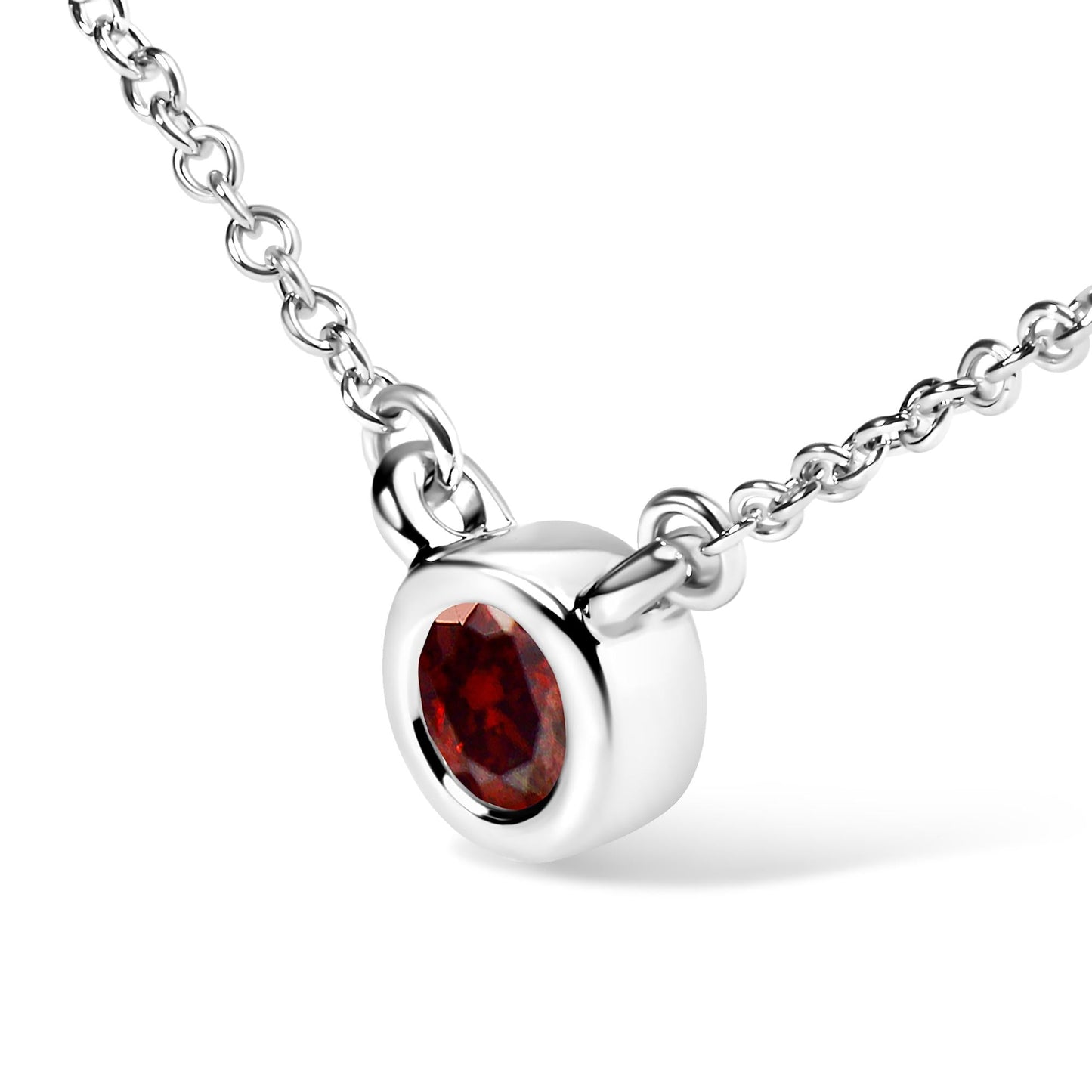 The Crimson Ember: 14K White Gold 0.50 CTW Red Lab Diamond Bezel Necklace
