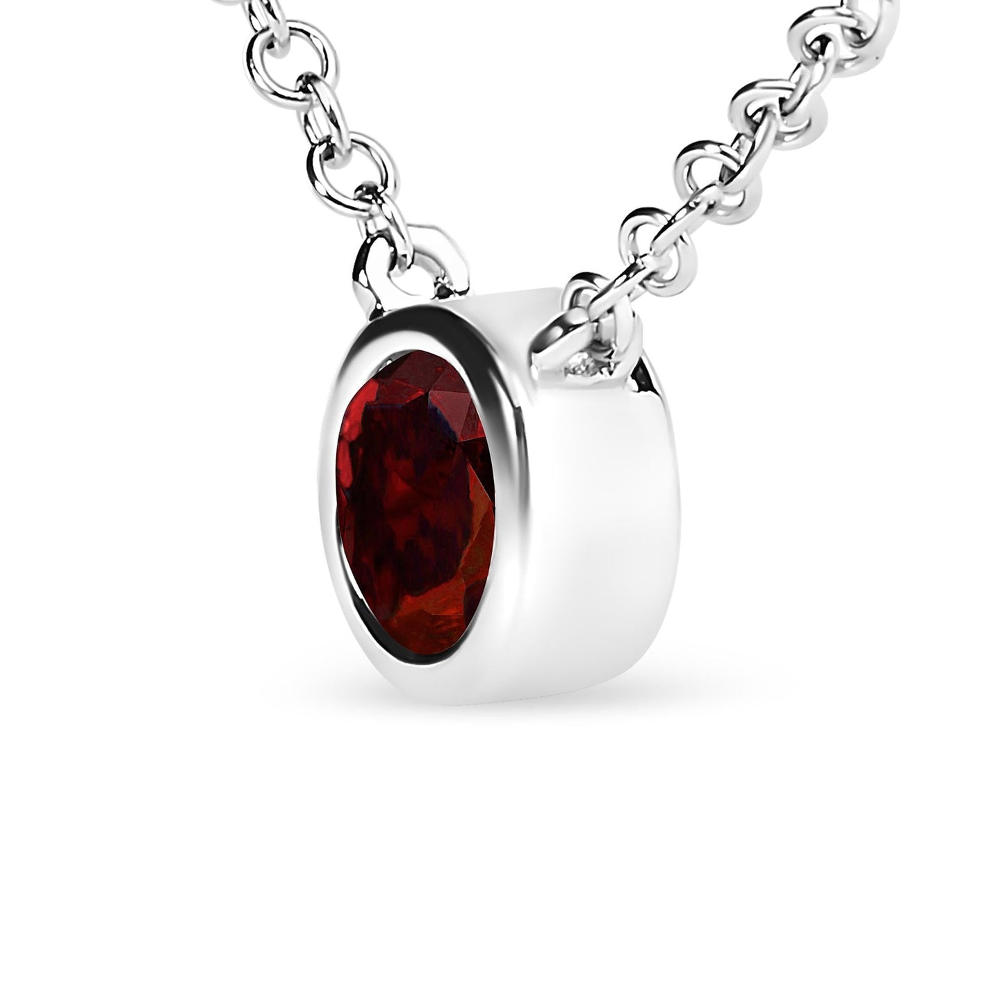 The Crimson Ember: 14K White Gold 0.50 CTW Red Lab Diamond Bezel Necklace
