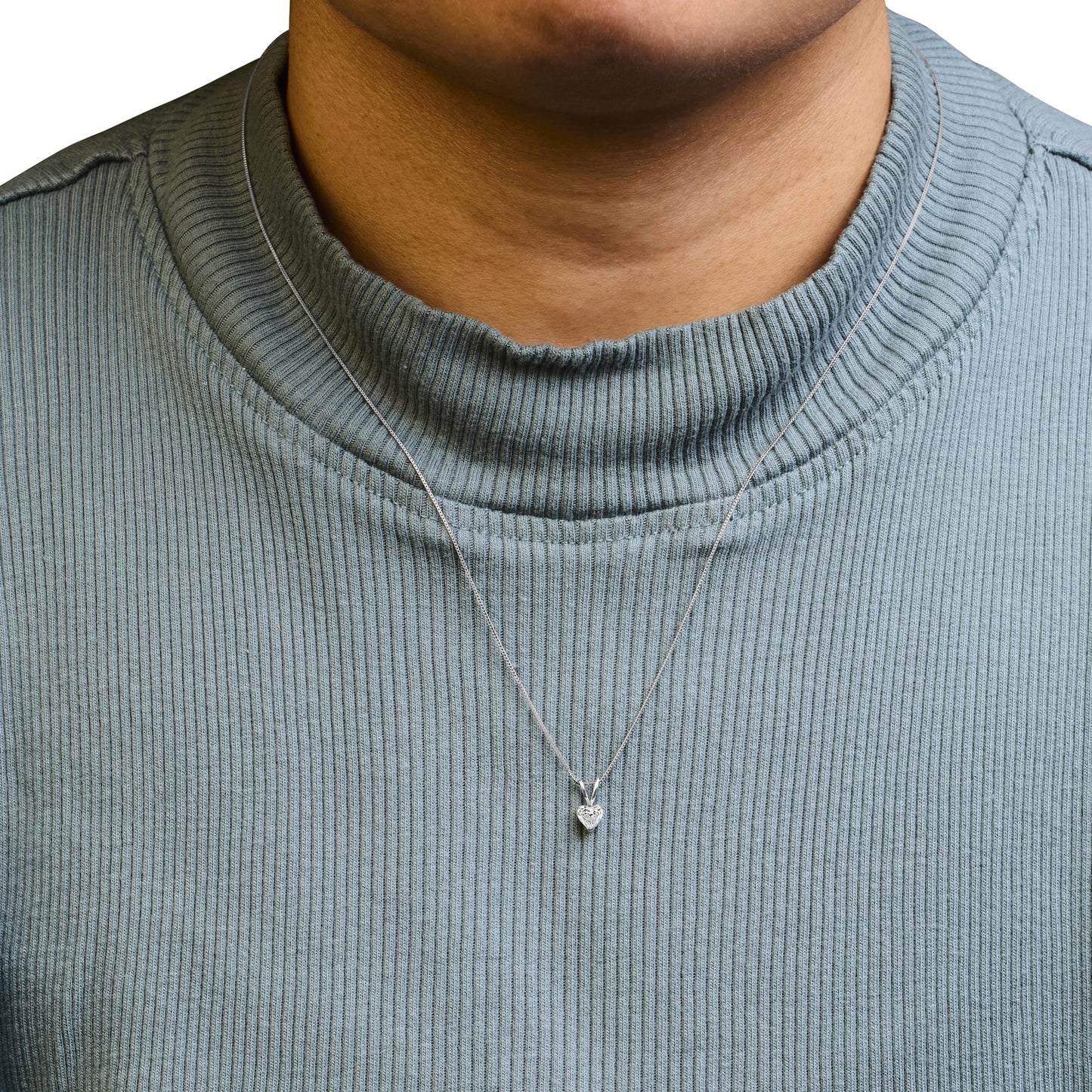 The Amore Solitaire: 14K White Gold Heart-Shaped Lab Diamond Pendant