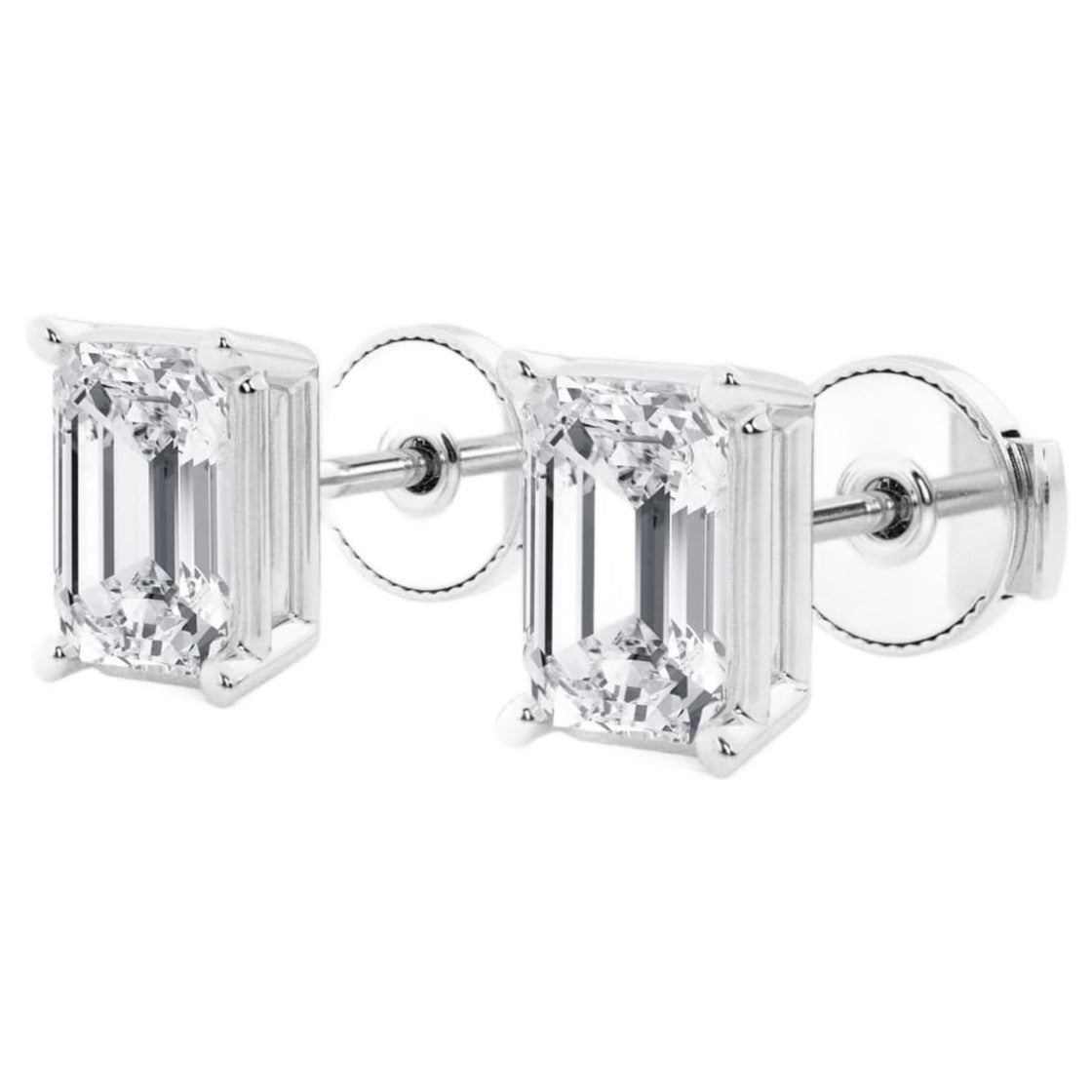 The Windsor: 14K White Gold Certified Emerald-Cut Diamond Studs