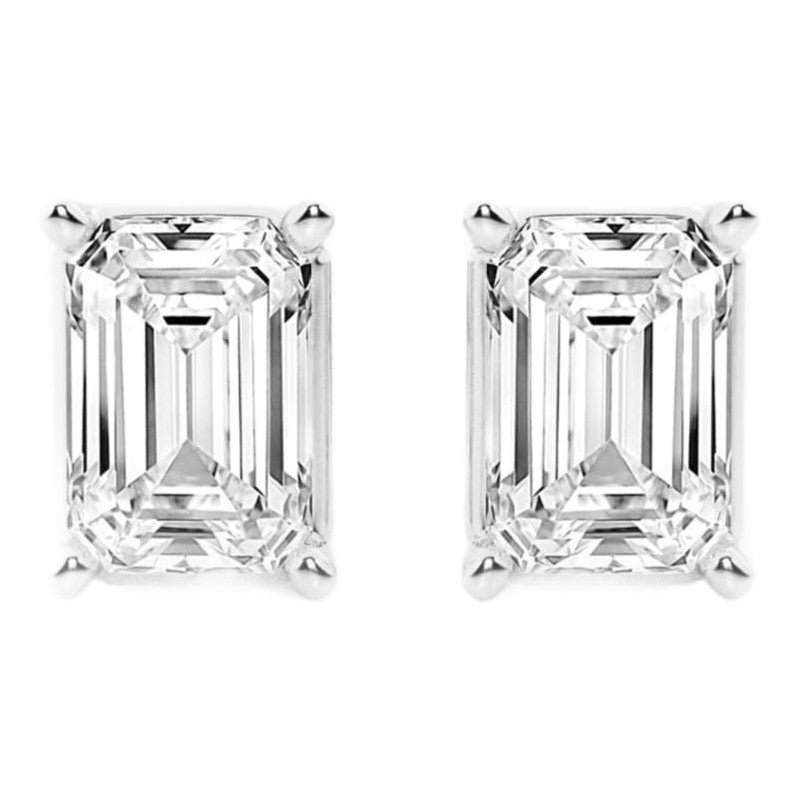 The Windsor: 14K White Gold Certified Emerald-Cut Diamond Studs