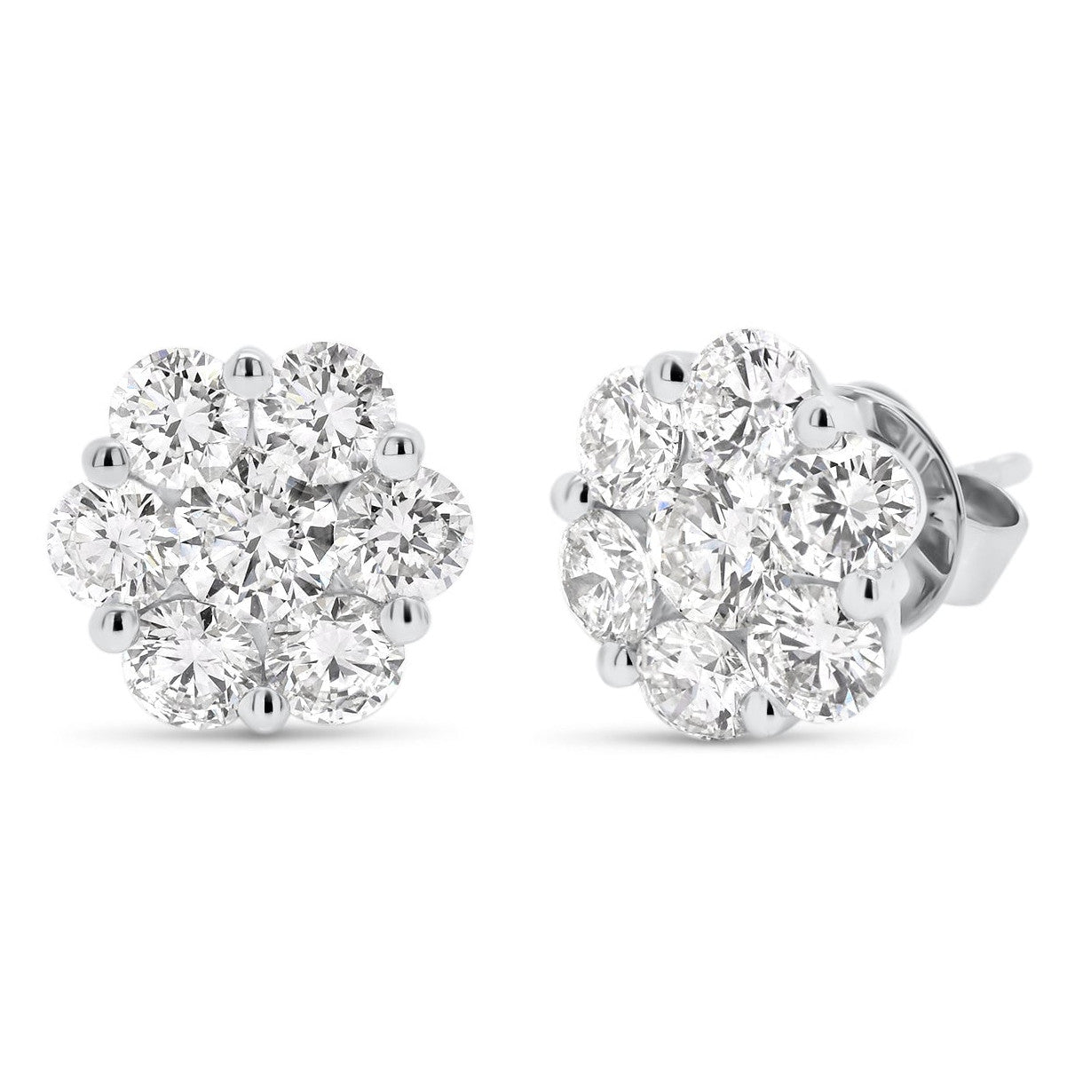 The Fleur Collection: 14K White Gold 2.00 CTW Certified Diamond Floral Cluster Studs