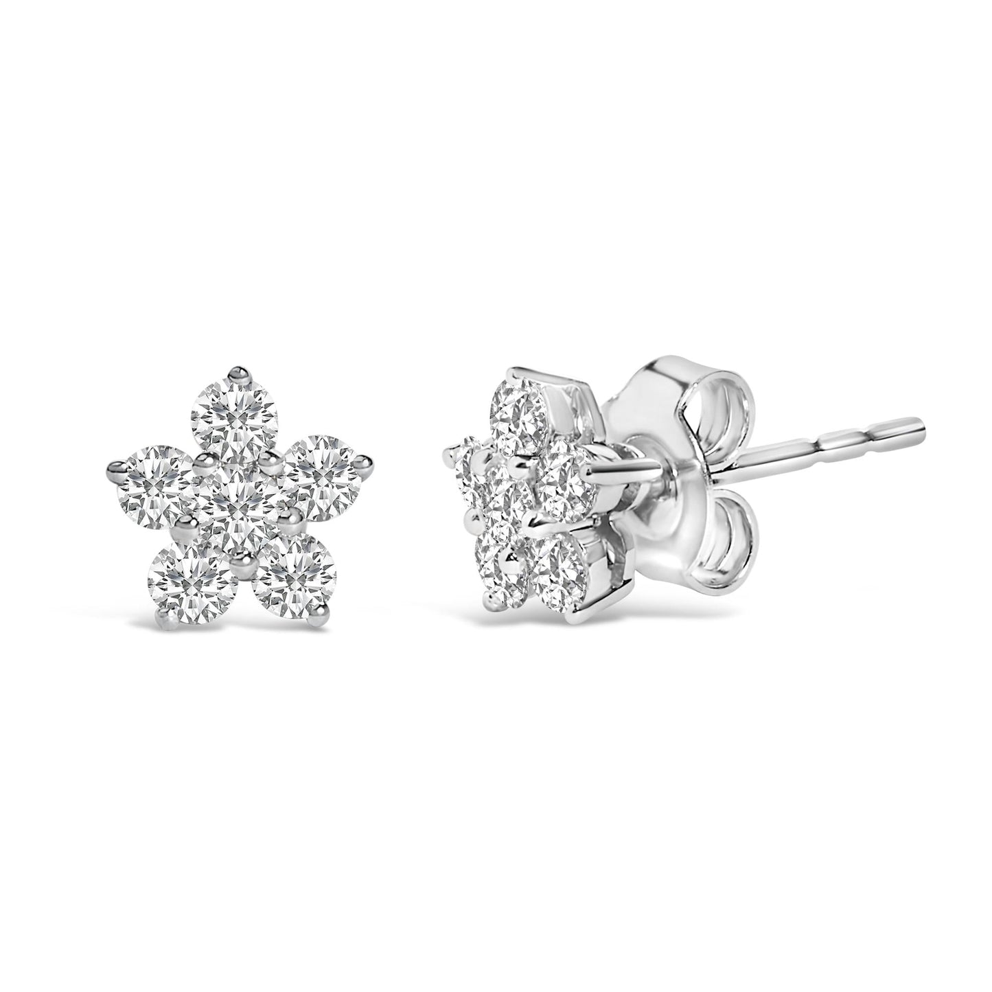 Starlight Radiance: 1/2 Carat Cluster Lab Diamond Earrings | 10K