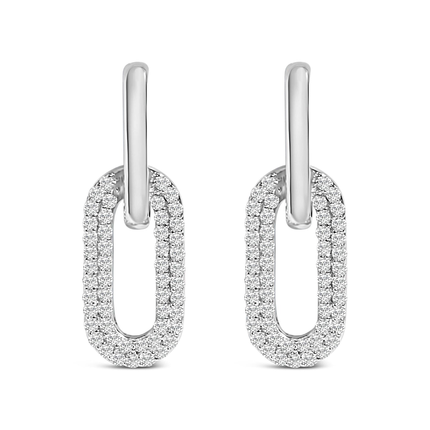 The Belmont: 0.50 CTW Lab Diamond Pavé Paperclip Drop Earrings