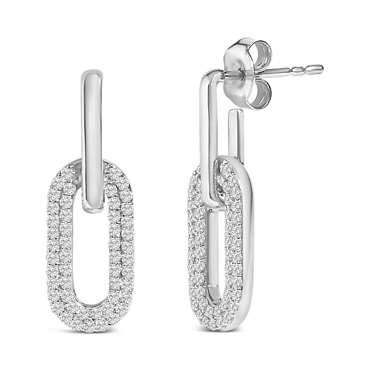 The Belmont: 0.50 CTW Lab Diamond Pavé Paperclip Drop Earrings