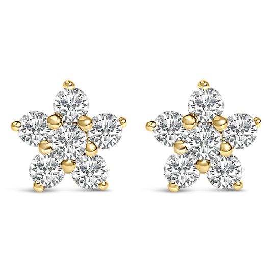 Starlight Radiance: 1/2 Carat Cluster Lab Diamond Earrings | 10K