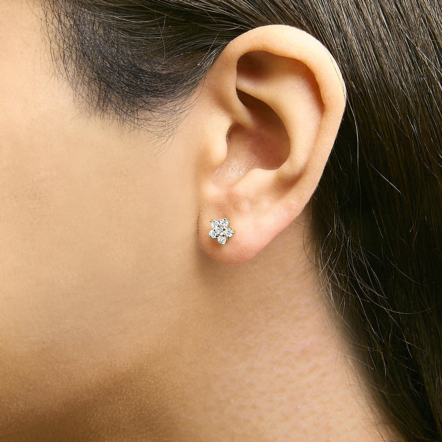 Starlight Radiance: 1/2 Carat Cluster Lab Diamond Earrings | 10K