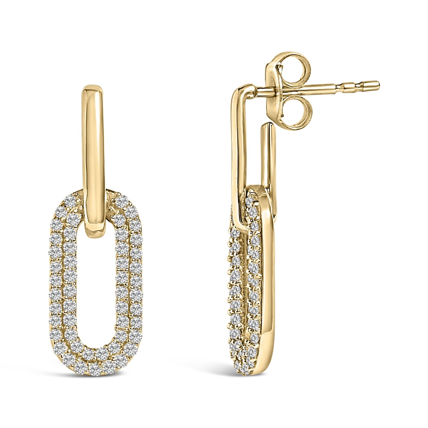 The Belmont: 0.50 CTW Lab Diamond Pavé Paperclip Drop Earrings