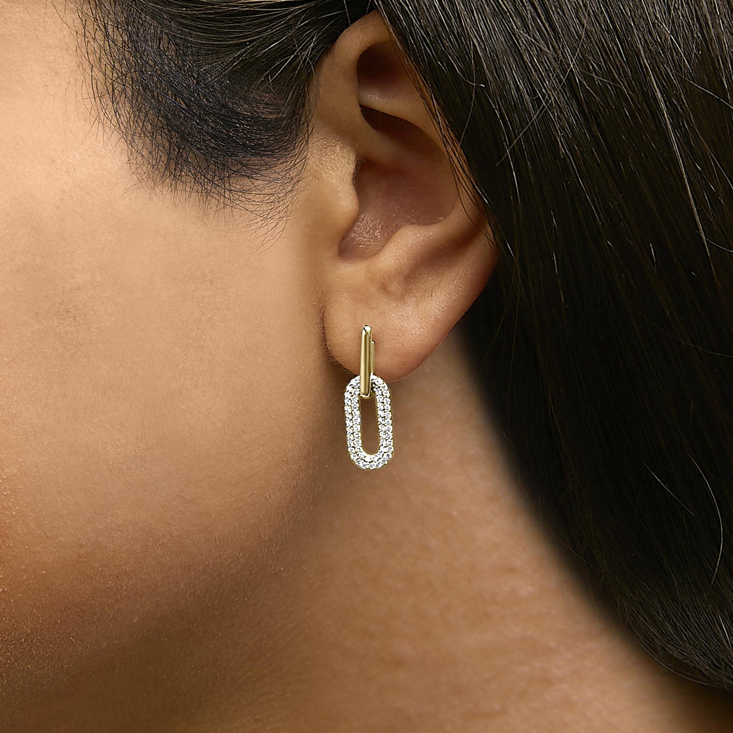 The Belmont: 0.50 CTW Lab Diamond Pavé Paperclip Drop Earrings