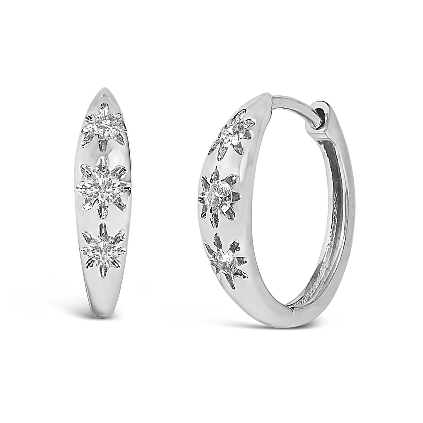 Astral Light: 10K Yellow Gold 1/5 CTW Celestial Huggie Earrings