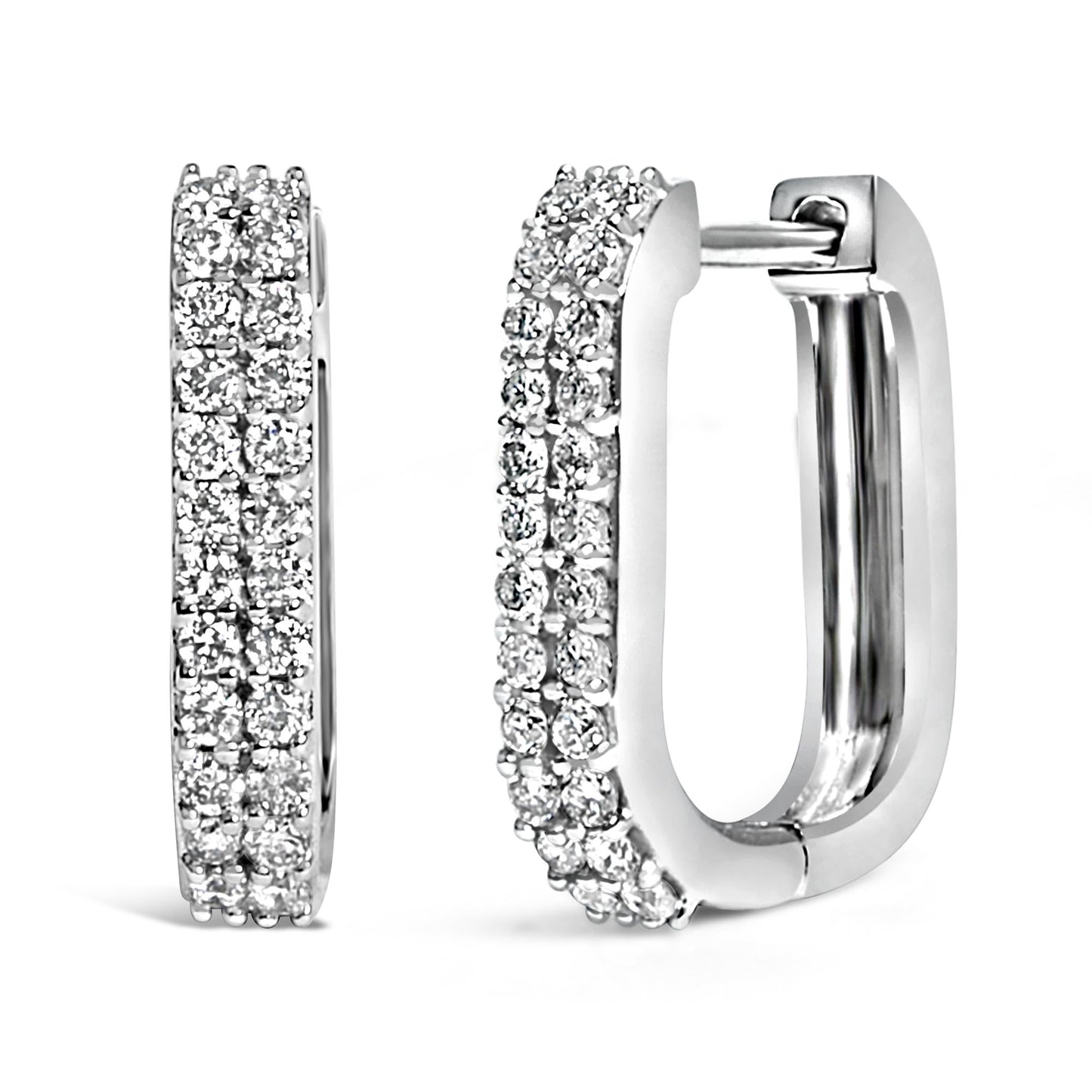 The Boulevard: 10K Gold Double-Row Lab Diamond Huggies
