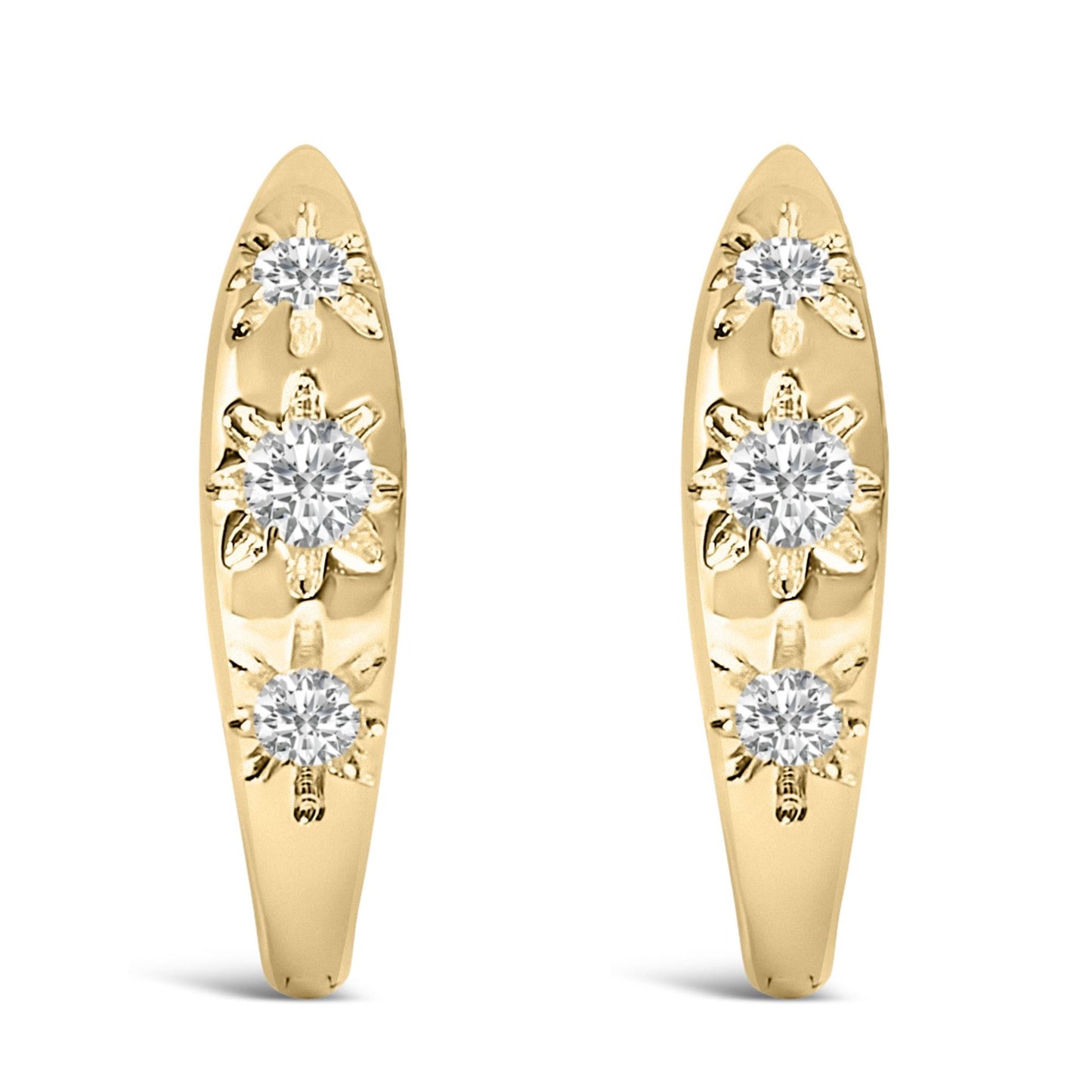 Astral Light: 10K Yellow Gold 1/5 CTW Celestial Huggie Earrings